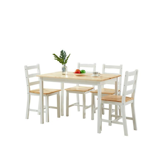 Wooden Table and Chairs 5-Piece Dining Set Kitchen Furniture-Oak & White