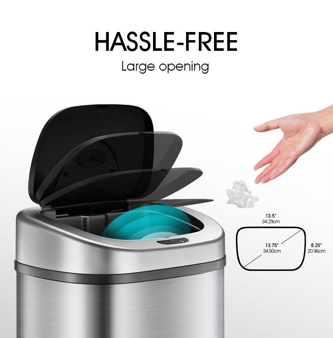 Dual Compartment Rubbish Bin 80L Stainless Steel Touchless Kitchen Waste Trash Can