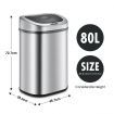 80L Sensor Dustbin Recycle Bin Automatic Rubbish Kitchen Waste Trash Can Stainless Steel Maxkon