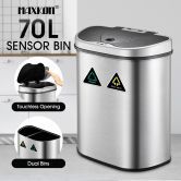 Sensor Rubbish Bin 70L Motion Dual Kitchen Waste Can Auto Recycle Bin Maxkon