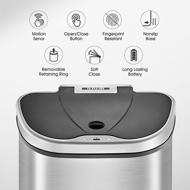 70L Motion Sensor Rubbish Bin Dual Kitchen Waste Can Stainless Steel   196803 1919759 Extra 