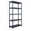 Storage Shelf Racks 2 pcs Black 250 kg 80x40x180 cm Plastic