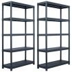 Storage Shelf Racks 2 pcs Black 500 kg 100x40x180 cm Plastic