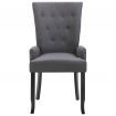 Dining Chair with Armrests 2 pcs Dark Grey Fabric