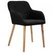 Dining Chairs 4 pcs Black Fabric and Solid Oak Wood
