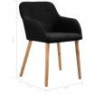 Dining Chairs 4 pcs Black Fabric and Solid Oak Wood