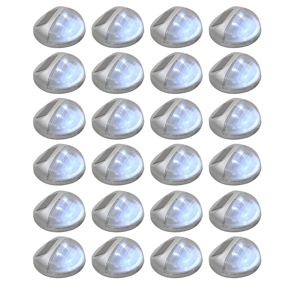 Outdoor Solar Wall Lamps LED 24 pcs Round Silver