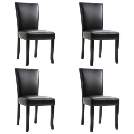 Dining Chairs 4 pcs Black Faux Leather | Crazy Sales