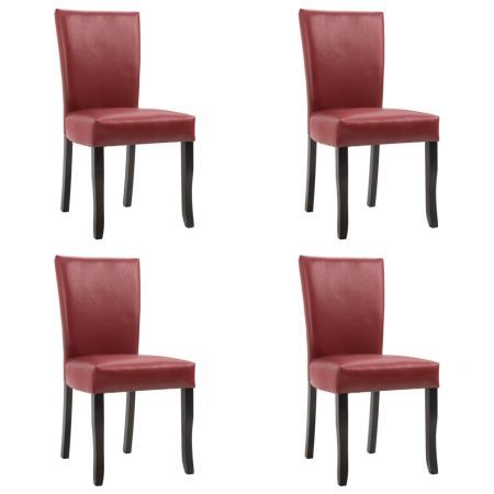Dining Chairs 4 pcs Wine Red Faux Leather | Crazy Sales