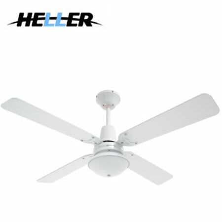 Heller Maxwell 1200mm Reversible 4 Blade Ceiling Fan With Oyster Light White Or Cherrywood