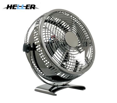 Heller Compact 20cm Retro Desk Fan with 2 Speed Control & Safety Fan Guard - Gunmetal Finish