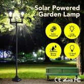 Deluxe Outdoor Solar Lights Garden Lamp Post with Double Lamp 