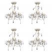 Crystal Pendant Ceiling Lamp Chandeliers 4 pcs Elegant White