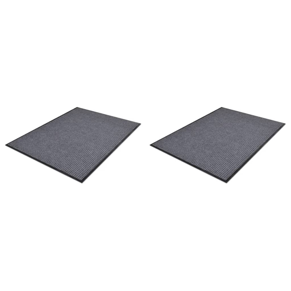 PVC Door Mats 2 pcs Grey 90x60 cm