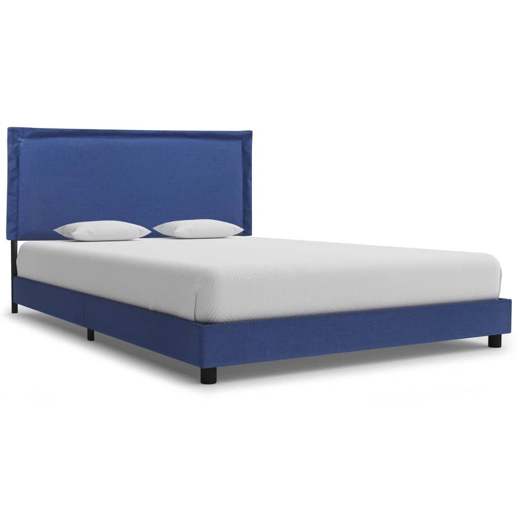 Bed Frame Blue Fabric Queen