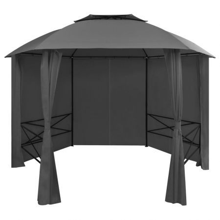 Garden Marquee Pavilion Tent with Curtains Hexagonal 360x265 cm