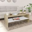 Coffee Table White and Sonoma Oak 100x40x40 cm Chipboard