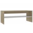 Coffee Table White and Sonoma Oak 100x40x40 cm Chipboard