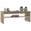 Coffee Table White and Sonoma Oak 100x40x40 cm Chipboard