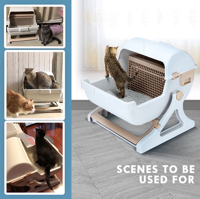 Petscene Cat Litter Box Pet Semi Automatic Cat Toilet Cat Furniture ...