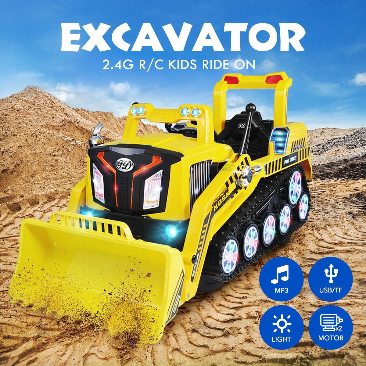 6V Toddler Ride on Toys Bulldozer Tractor Excavator Digger