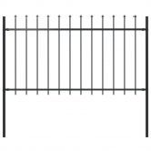 Garden Fence with Spear Top Steel 1.7x1 m Black