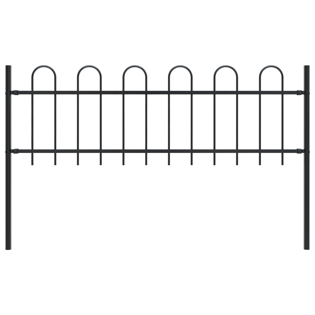 Garden Fence with Hoop Top Steel 1.7x0.6 m Black