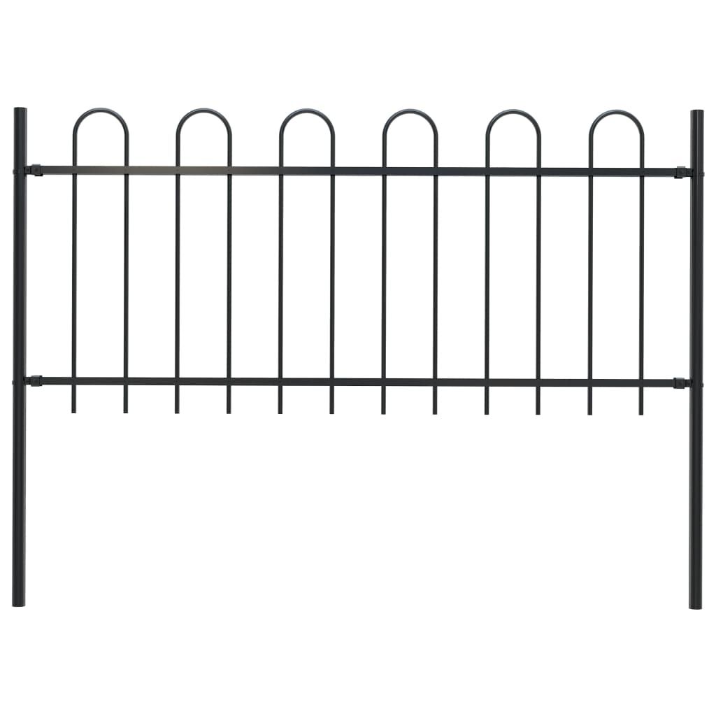 Garden Fence with Hoop Top Steel 1.7x0.8 m Black