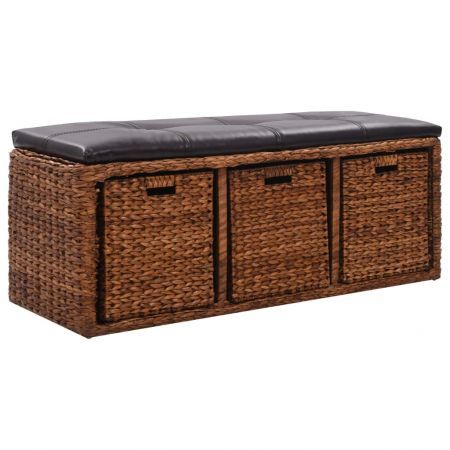 Bench With 3 Baskets Seagrass 105x40x42 Cm Brown Crazy Sales