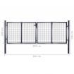 Mesh Garden Gate Galvanised Steel 289x100 cm Grey