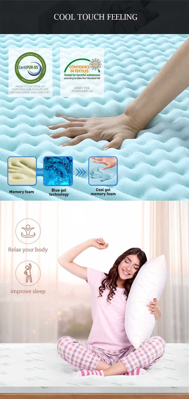 2 Layer 7 Zone Cooling Gel Memory Foam Mattress Topper Bed Underlay Bamboo Cover Double 8cm