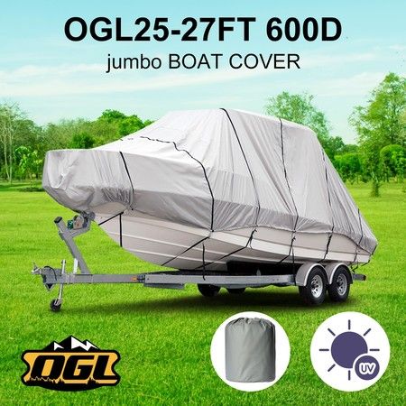 OGL 25-27 ft Trailerable Jumbo Boat Cover Waterproof Marine Grade Fabric