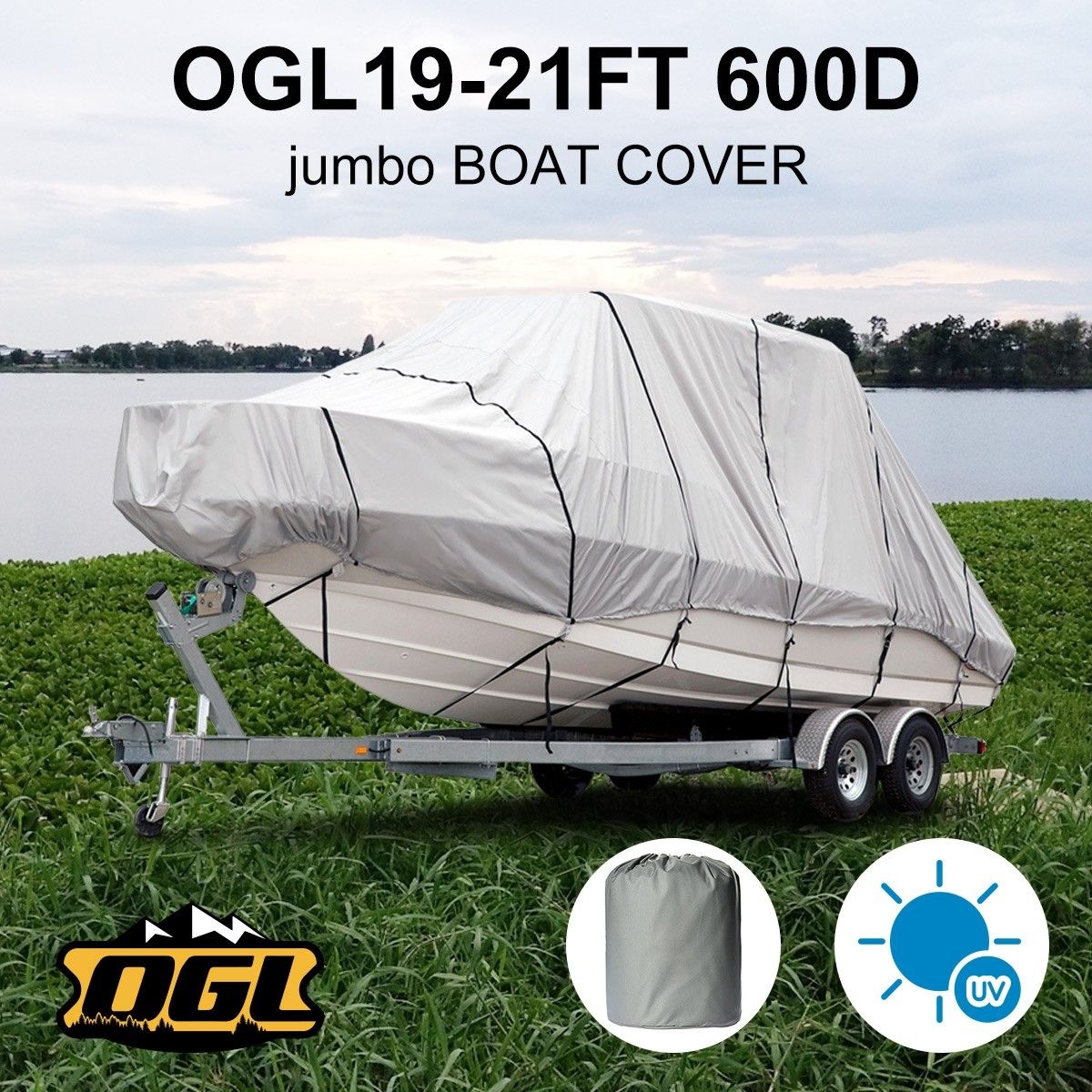 OGL 19-21 ft Trailerable Jumbo Boat Cover Waterproof Marine Grade Fabric 