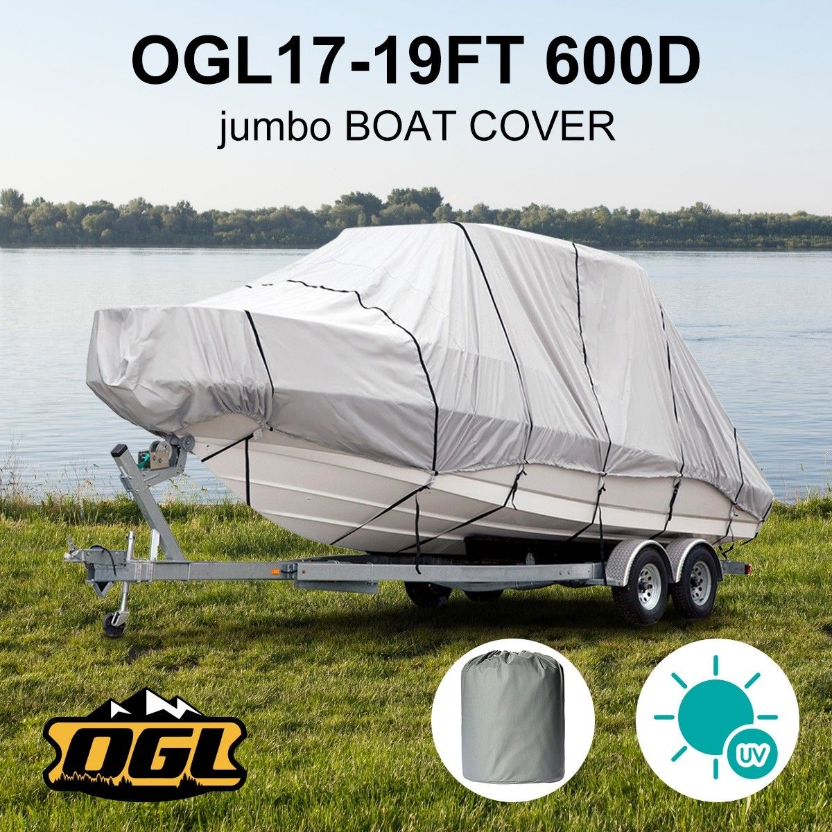 OGL 17-19 ft Trailerable Jumbo Boat Cover Waterproof Marine Grade Fabric 