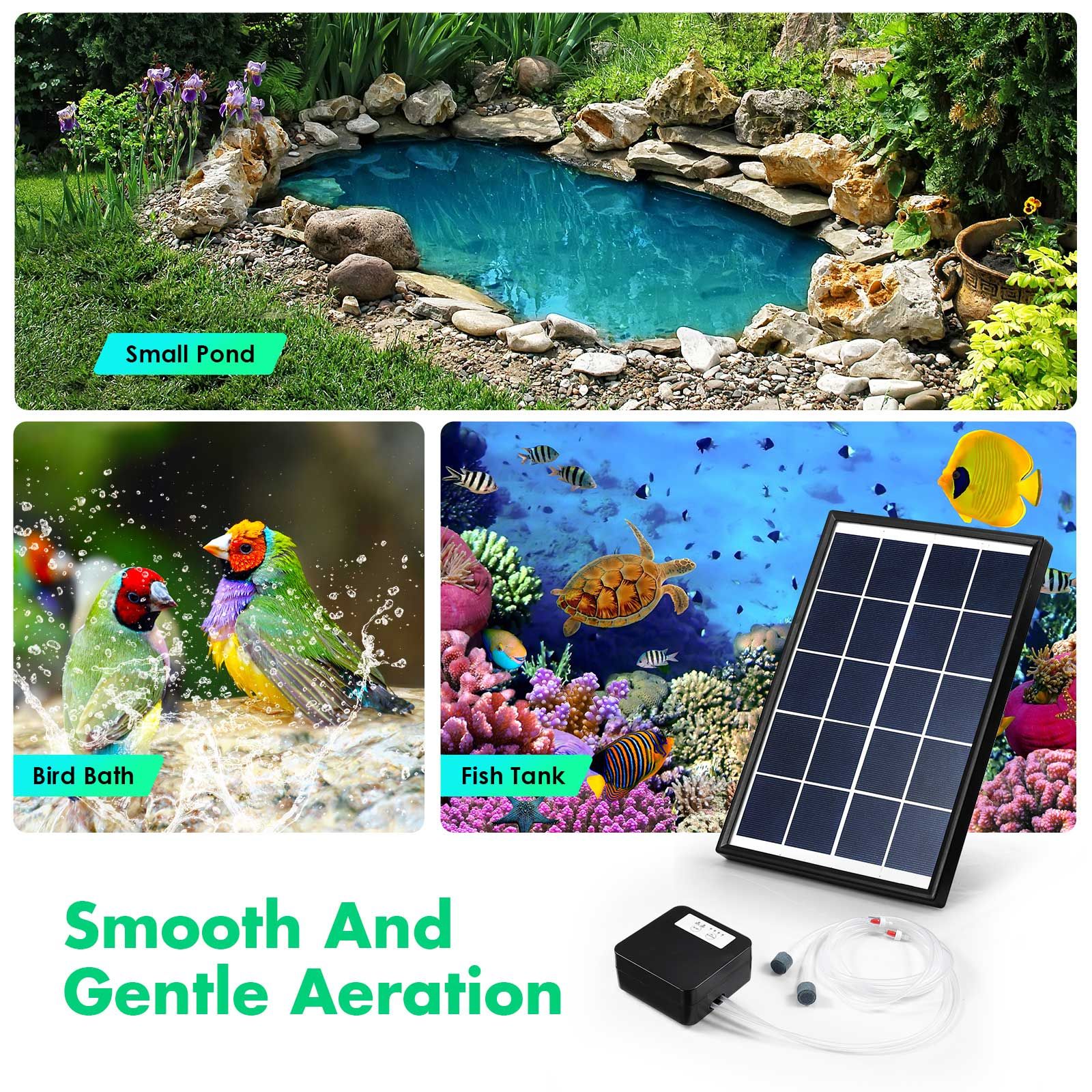 20W Solar Powered Panel Air Oxygenator Pump for Fish Pond Outdoor Pool