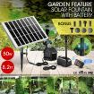 50W Solar Fountain Water Pump with Battery and LED Light for Birdbath Garden Pool