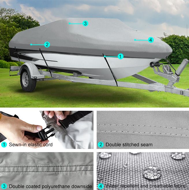 OGL 1214 ft Trailerable Boat Cover Waterproof Marine Grade Fabric for