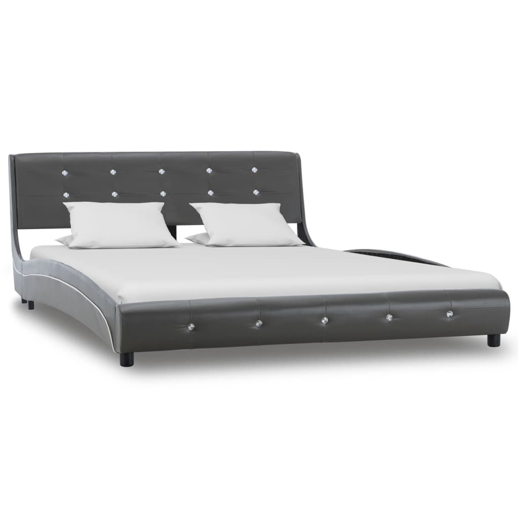 Bed Frame Grey Faux Leather 137x187 cm Double Size