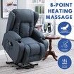Electric Massage Chair Recliner Linen Fabric Sofa Lift Motor Armchair 8 Point Heating Blue