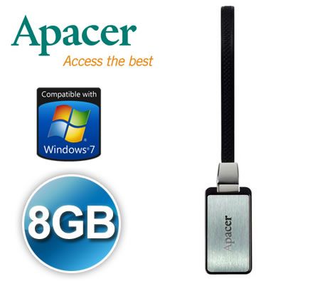 FREE SHIPPING! Apacer 8GB Handy Steno AH128 USB 2.0 Flash Drive Portable Memory Pen Drive - Titanium Silver
