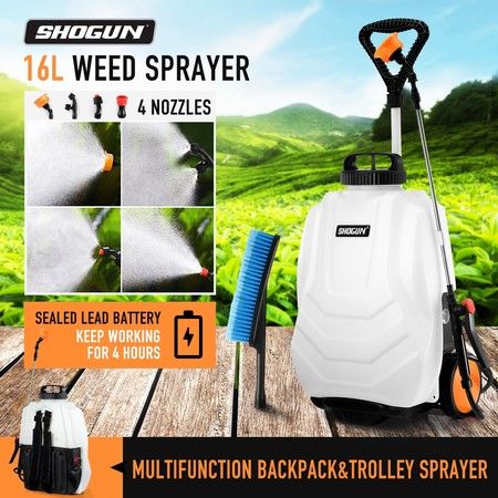 16L Wheel Backpack Pump Sprayer for Garden Weed Killer Fertilizer with Car Wash Brush