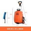 Garden Sprayer on Wheels 16L 12V Pump Weed Sprayer with Car Wash Brush Orange