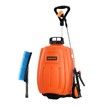 Garden Sprayer on Wheels 16L 12V Pump Weed Sprayer with Car Wash Brush Orange