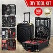 960-Piece Tool Kit Trolley Case 4-Tier Organiser Home Repair Storage Toolbox Set Black