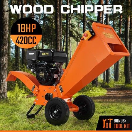 SHOGUN Commercial 18HP 420CC Electric Wood Chipper Petrol Garden ...