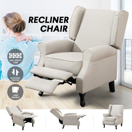Modern Fabric Recliner Chair Lounge Single Sofa Beige