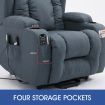 Electric Massage Chair Recliner Linen Fabric Sofa Lift Motor Armchair 8 Point Heating Blue