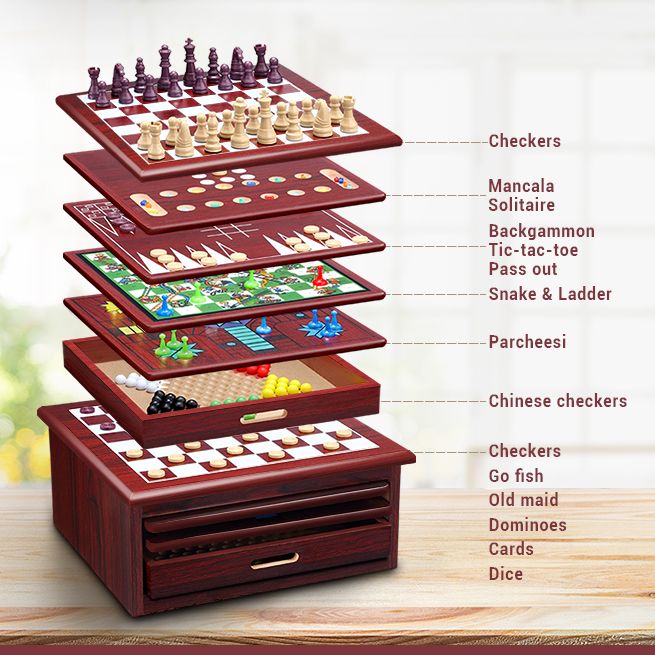 deluxe wood chess checker backgammon drawer 15 in 1 classic game set mahogany