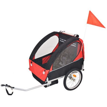 Kids' Bicycle Trailer 30kg - Red and Black