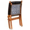 Relaxing Chair Real Leather 59x72x79 cm Crossed-Stripe Black